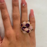 Златен пръстен с естествени камъни , снимка 5 - Пръстени - 37879760