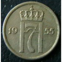 10 йоре 1955, Норвегия, снимка 2 - Нумизматика и бонистика - 28387883