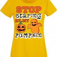 Дамска тениска Stop Staring At My Pumpkin 2,Halloween,Хелоуин,Празник,Забавление,Изненада,Обичаи,, снимка 9 - Тениски - 38144095