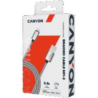 Зареждащ кабел CANYON MFI-3,  USB to lightning, certified by Apple, 1М, Тъмно Сив SS30246, снимка 2 - USB кабели - 40064097