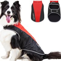 Водоустойчиво, ветроустойчиво зимно яке за кучета, червено и черно L45 см, снимка 1 - За кучета - 43120347