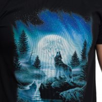 Нова мъжка тениска с дигитален печат Вълк, пълнолуние, Серия вълци, снимка 2 - Тениски - 28950295