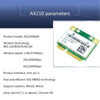 Нова Intel AX210HMW ТРИЛЕНТОВА 6GHz Wi-Fi Мрежова Безжична Карта Wi-Fi 6E Bluetooth 5.3 Win10/11, снимка 2 - Мрежови адаптери - 43845264