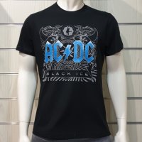 Нова мъжка тениска с дигитален печат на музикалната група AC/DC - Black Ice със син надпис , снимка 6 - Тениски - 34833977