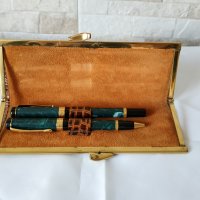 Комплект луксозни химикалки от соц-а с кожен калъф, снимка 2 - Антикварни и старинни предмети - 35141509