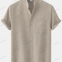Пролетно-лятна ежедневна мъжка риза от памучен плат с къс ръкав, 6цвята , снимка 10 - Ризи - 44901083