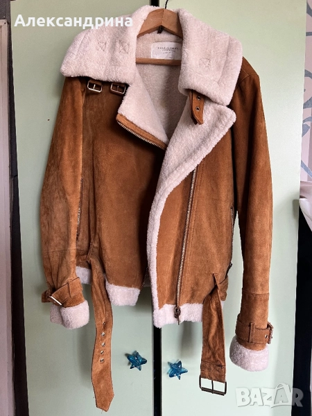 Дамско кожено яке кожух на ZARA / Зара от естествена кожа велур , снимка 1