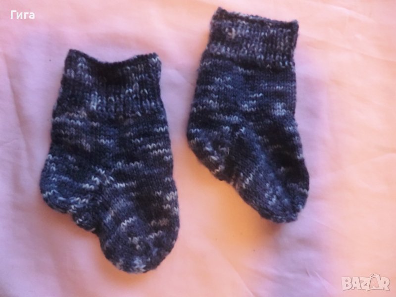 шарени плетени чорапи т.синьо ходило 9, конч 10, снимка 1