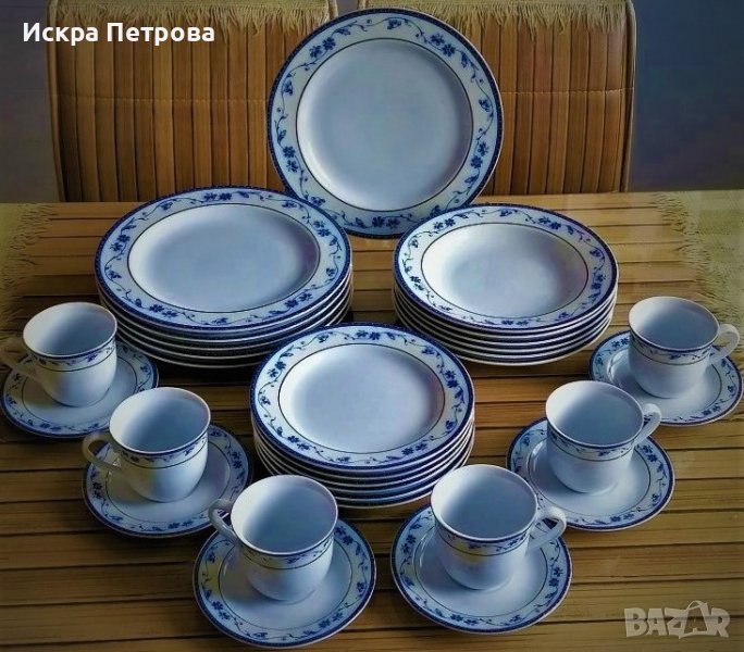  Порцеланов сервиз Сини цветя Румъния, снимка 1