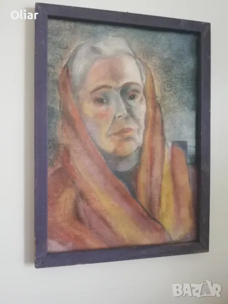 Изключително магнетична и изразителна картина. Портрет. Пастел., снимка 1