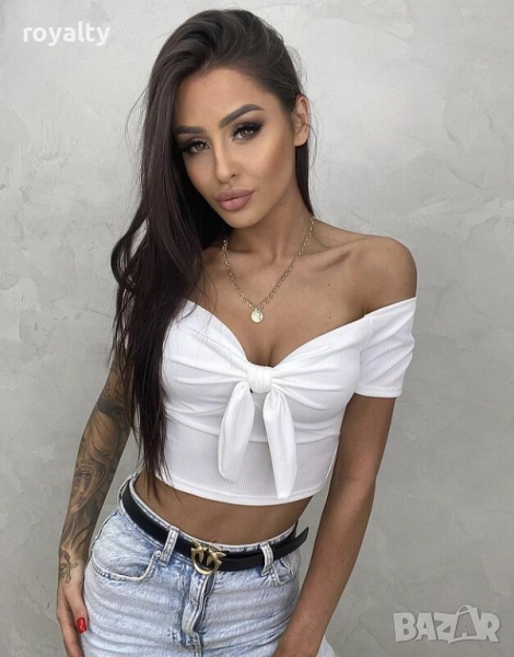 Бяла блуза с пандела, снимка 1