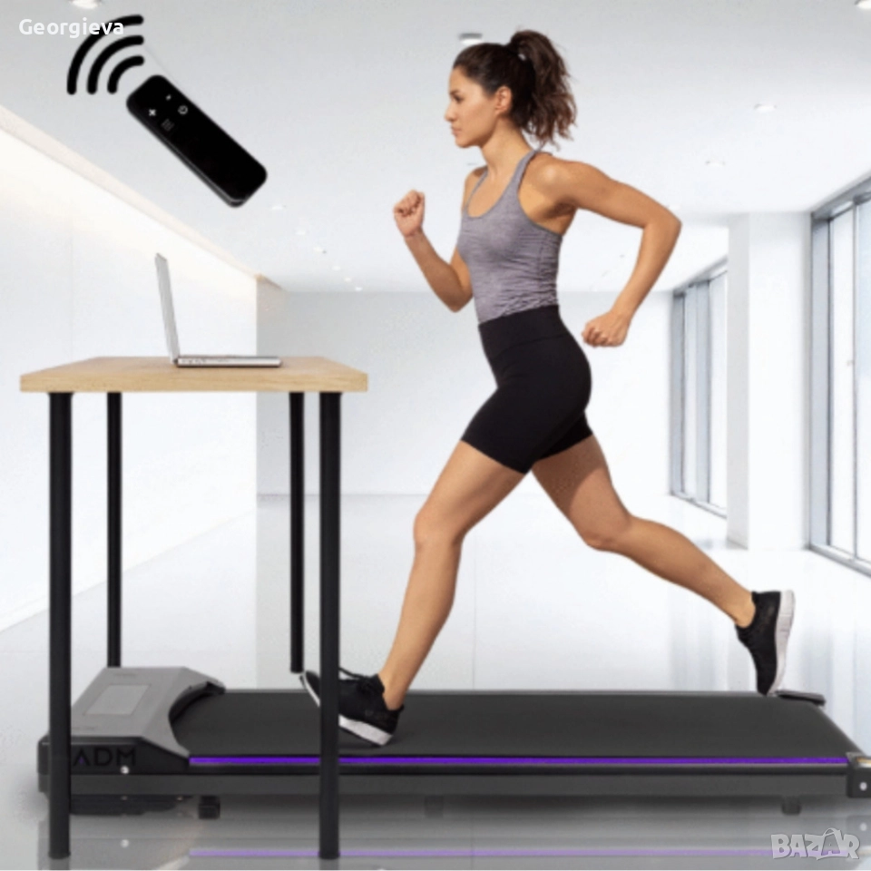 Компактна пътека за бягане с дистанционно – Тиха, тънка и идеална за дом и офис, снимка 1