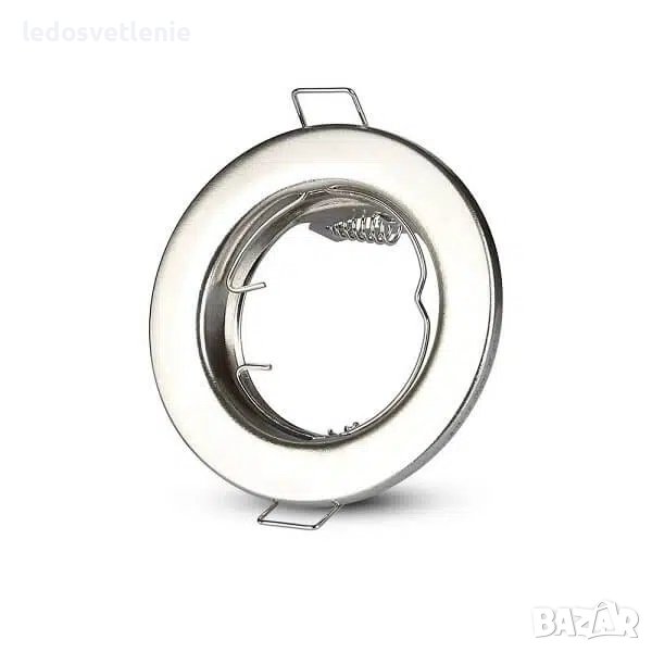 GU10 Корпус Луничка Кръг Сатен Никел ( мат) Спот, снимка 1