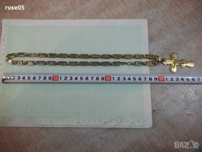 Синджир жълт с разпятието имитационна бижутерия - 92 гр., снимка 1