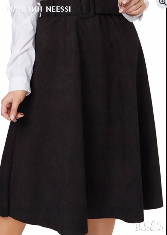 велурени поли с колан, снимка 1