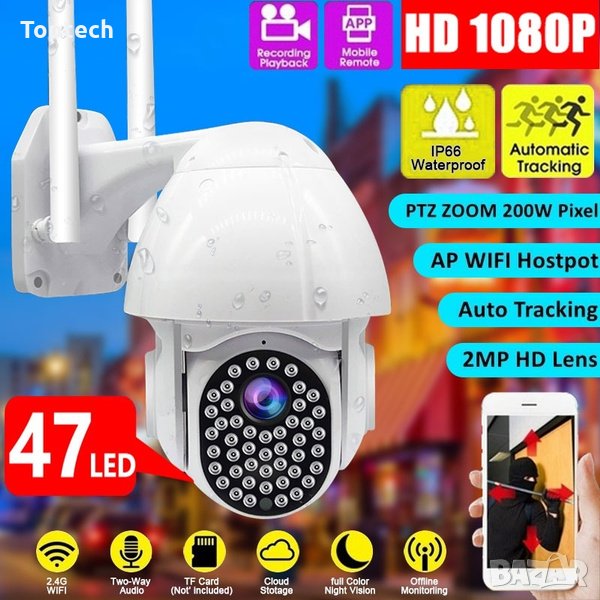 WIFI КАМЕРА 3MP 47 LED С НОЩЕН ЗАПИС, 2 АНТЕНИ, снимка 1
