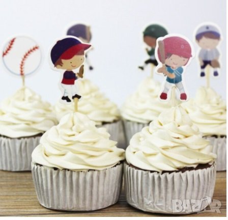 24 бр бейзбол играчи топери украса за мъфини кексчета декор парти, снимка 1
