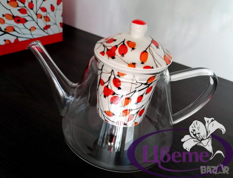 Стъклен чайник в луксозна опаковка, снимка 1