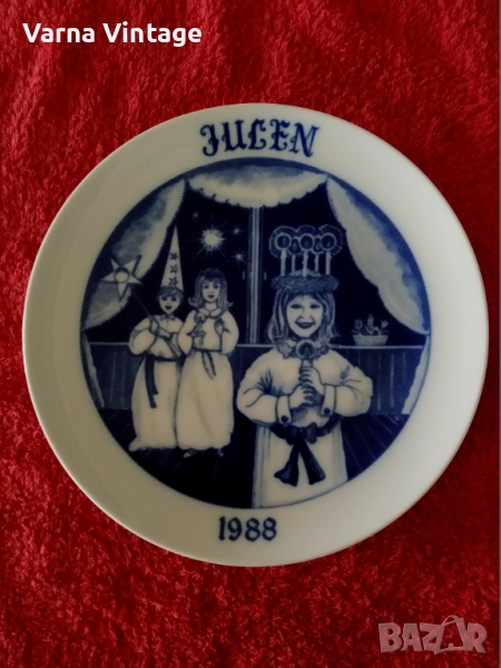 Колекционерска порцеланова коледна чиния 1988 г. Hackefors Швеция., снимка 1