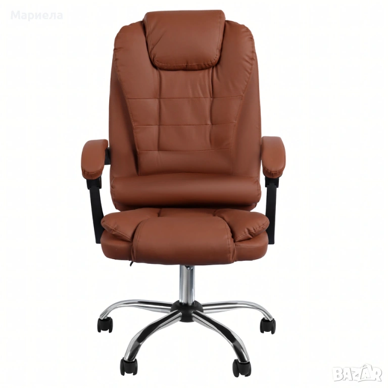 Ергономичен офис стол с лумбална опора от еко кожа – комфорт за дълги часове без болки, снимка 1