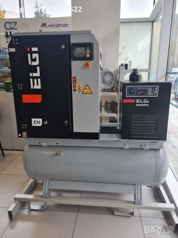 Компресор винтов ELGI 4 kW с ресивер 270 л и изсушител, снимка 1