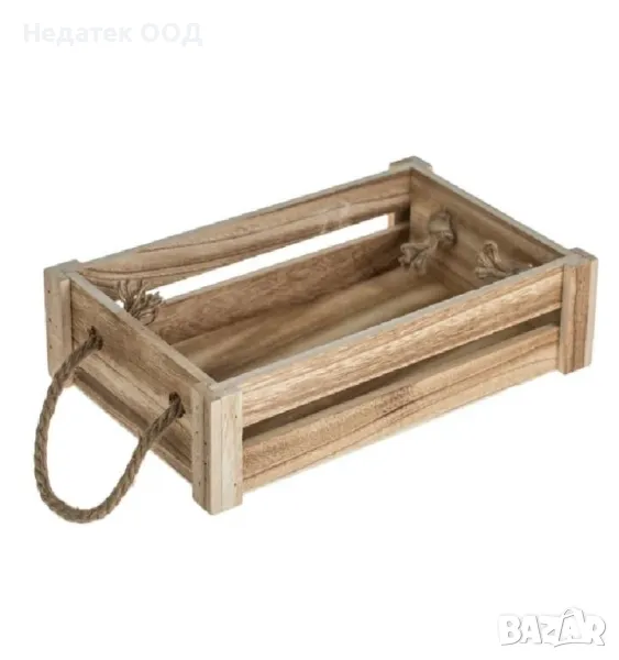 Декоративна дървена кошница, Кафяв, 31x20x7см, снимка 1