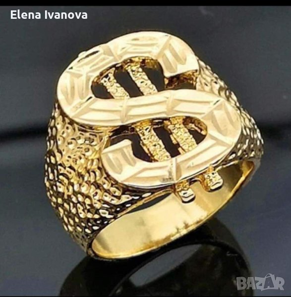 Уникален пръстен от висококачествена медицинска стомана с 14 к златно покритие, снимка 1
