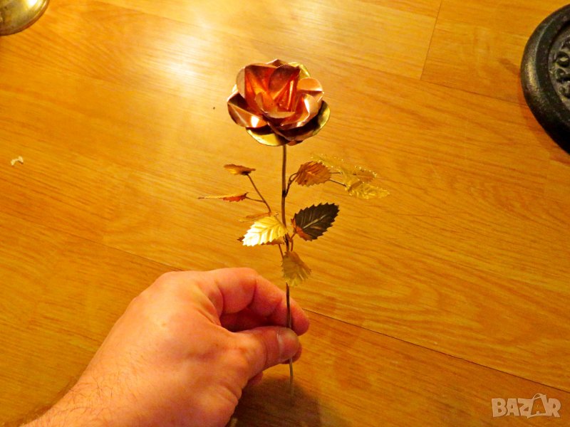 Старинна бронзова роза - красота за теб от бронз., снимка 1