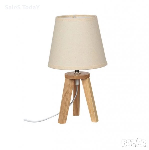 Настолна лампа, нощна лампа, Дърво, Бял, 45.5 см, снимка 1