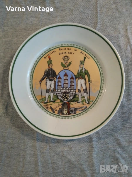 Колекционерска порцеланова чиния „Миньорски град Фрайберг в Саксония“. FREIBERGER ГДР (Германия)., снимка 1