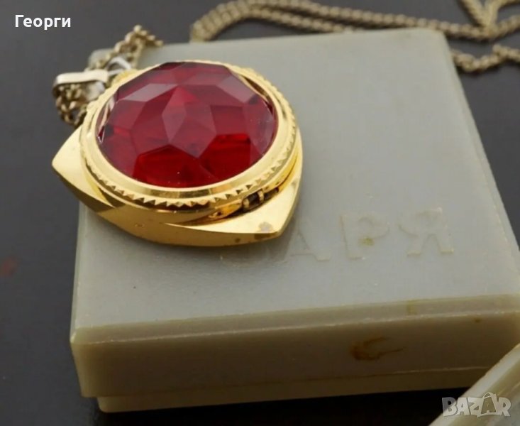 Съветски часовник Заря 2009B 21 камъка часовник висулка с верижка СССР часовник, снимка 1