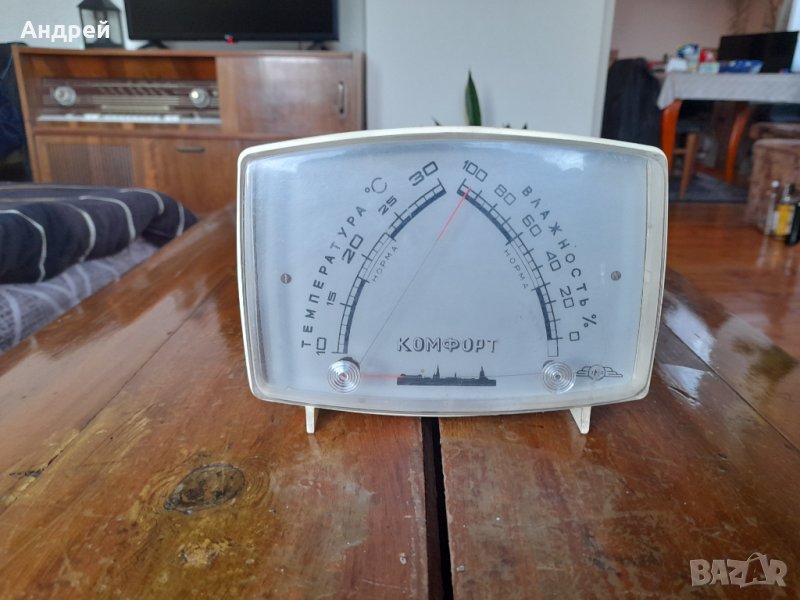 Стар термометър,влагомер, снимка 1