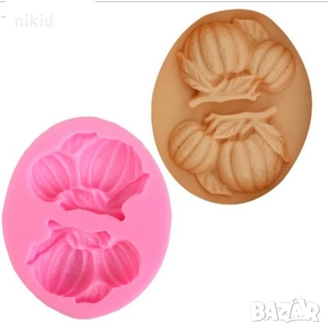 тикви с дръжки силиконов молд форма декор торта сладки фондан и др. украса, снимка 1