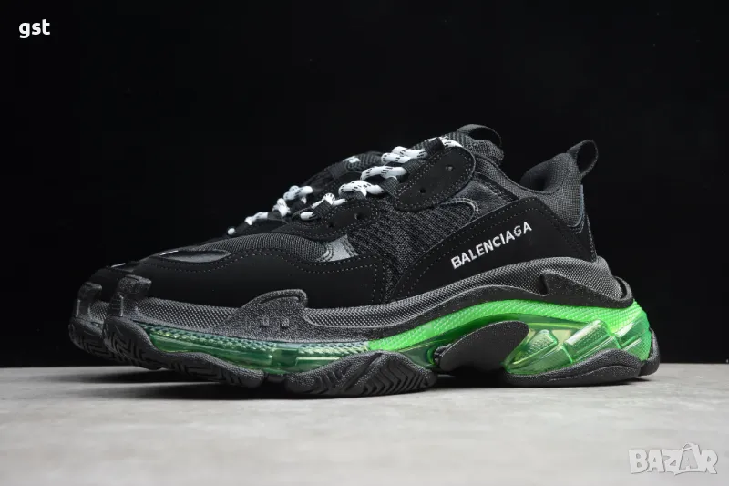 Баленсиага Balenciaga Triple S Black 🖤 green Edition редки маратонки , снимка 1