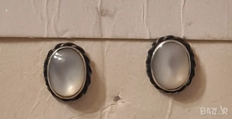 Кръгли сребърни обеци с перла 925, снимка 1