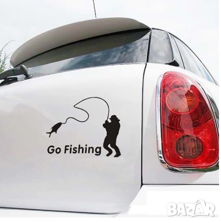  Go Fishing риболов рибар стикер лепенка за автомобил кола скорпион, снимка 1