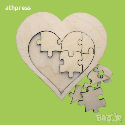 Празен пъзел Сърце от дърво , снимка 3 - Други - 43058235