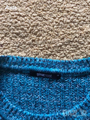 Плетен синьо-зелен пуловер GinaTricot XS, снимка 2 - Блузи с дълъг ръкав и пуловери - 35611379