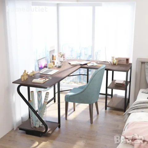 ПРОМОЦИЯ Ъглово офис / компютърно бюро с L-образна форма LD-Z-2-BLACK OAK, снимка 2 - Бюра - 47941605