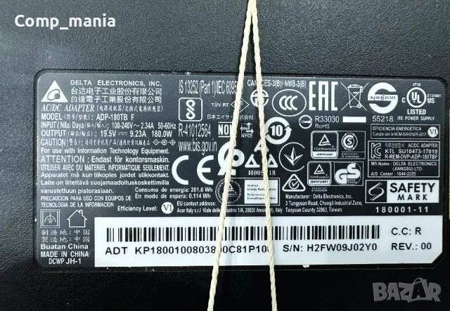 Захранващ Адаптер Acer ADP-180TB F 19.5V 9.23A 180W (5.5x1.7) , снимка 2 - Кабели и адаптери - 47781017