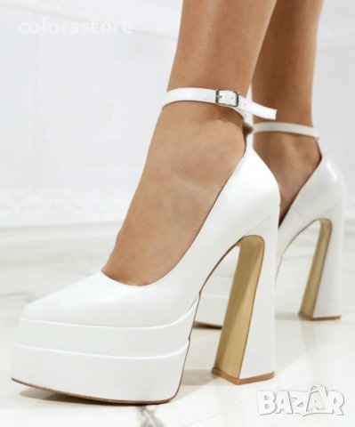 Обувки на ток - бяла кожа - VT2, снимка 3 - Дамски обувки на ток - 43084479