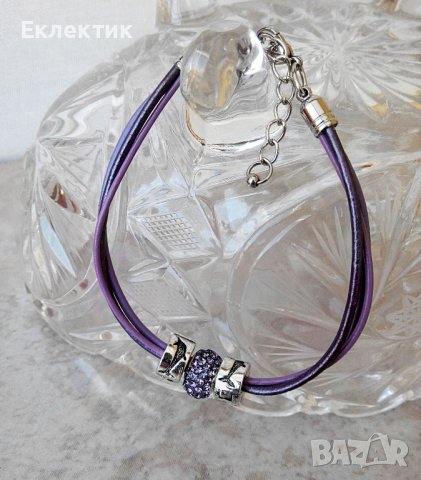 Гривни от кожа и полимерни кристали, снимка 14 - Гривни - 38123444