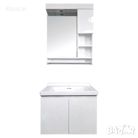 Комплект мивка+шкаф и горен шкаф с огледало за баня чисто нови, снимка 2 - Мивки - 52898371
