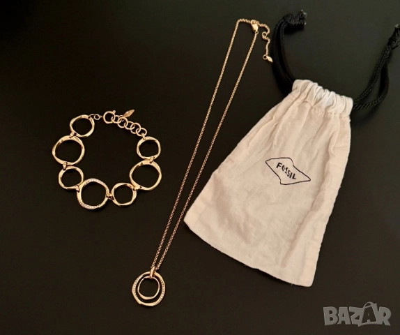 Fossil golden rose гривна и колие