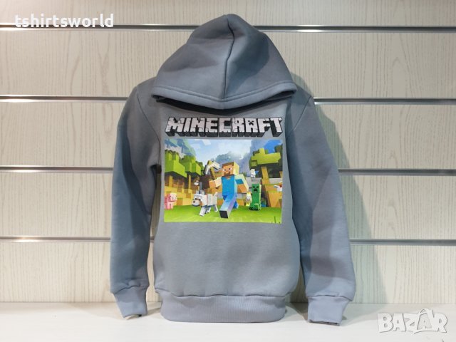 Нов детски суичър в тъмносив цвят с дигитален печат MINECRAFT, снимка 6 - Детски анцузи и суичери - 38507018