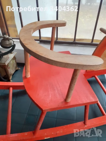 Старо голямо детско дървено конче играчка люлка Соц., снимка 3 - Антикварни и старинни предмети - 50983873