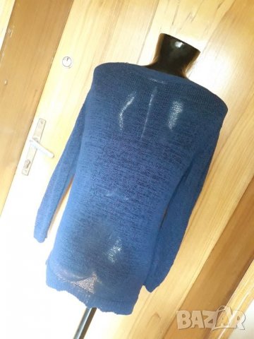 Тъмно синя блуза на дупки Л, снимка 3 - Блузи с дълъг ръкав и пуловери - 26741308