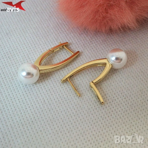 Обеци с 14К златно покритие 2141832, снимка 2 - Обеци - 52662321