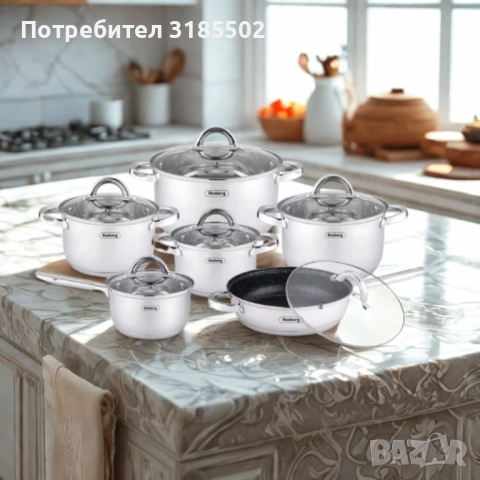 Комплект тенджери Rosberg, Неръждаема стомана, 6 части, Индукция, снимка 4 - Прибори за хранене, готвене и сервиране - 51433707