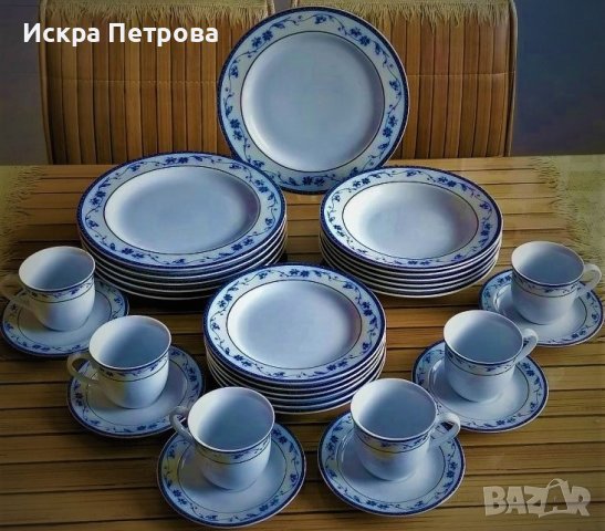  Порцеланов сервиз Сини цветя Румъния